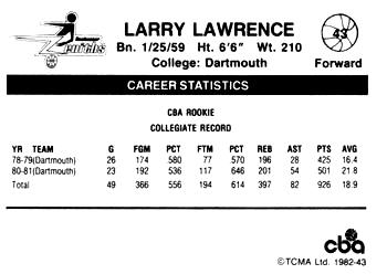 1981-82 TCMA CBA #43 Larry Lawrence Back