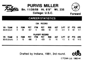 1981-82 TCMA CBA #44 Purvis Miller Back