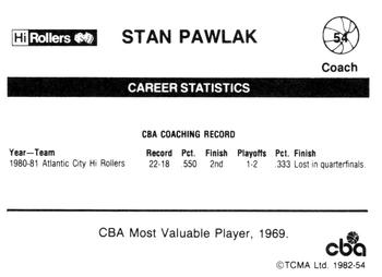 1981-82 TCMA CBA #54 Stan Pawlak Back