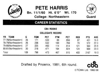 1981-82 TCMA CBA #58 Pete Harris Back