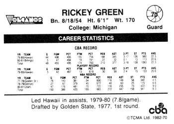 1981-82 TCMA CBA #70 Rickey Green Back