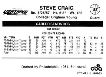 1981-82 TCMA CBA #83 Steve Craig Back