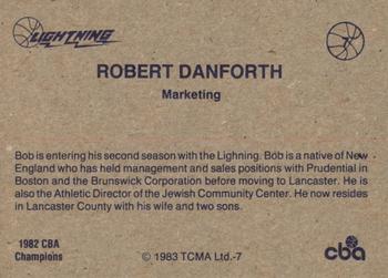 1982-83 TCMA Lancaster Lightning CBA #7 Bob Danforth Back