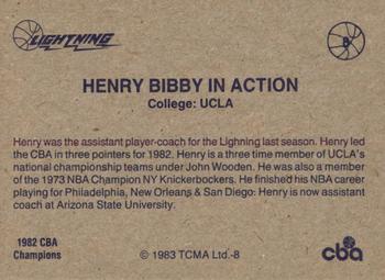 1982-83 TCMA Lancaster Lightning CBA #8 Henry Bibby Back