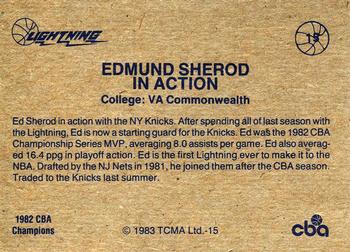 1982-83 TCMA Lancaster Lightning CBA #15 Ed Sherod Back