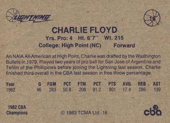 1982-83 TCMA Lancaster Lightning CBA #16 Charles Floyd Back