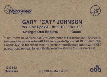 1982-83 TCMA Lancaster Lightning CBA #25 Gary Johnson Back