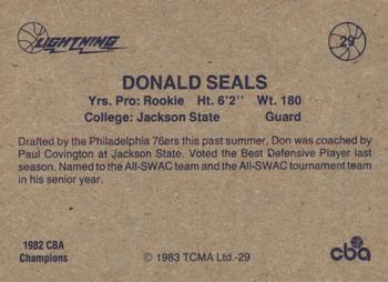 1982-83 TCMA Lancaster Lightning CBA #29 Donald Seals Back