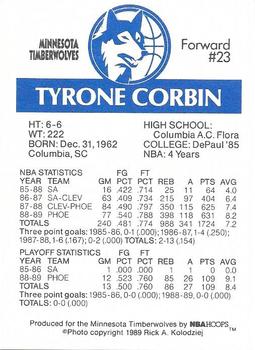 1989-90 Burger King Minnesota Timberwolves #NNO Tyrone Corbin Back