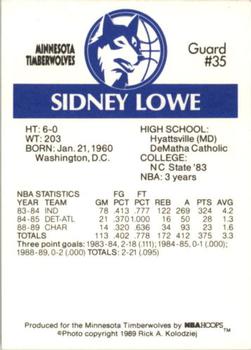 1989-90 Burger King Minnesota Timberwolves #NNO Sidney Lowe Back