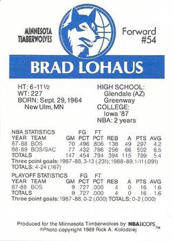 1989-90 Burger King Minnesota Timberwolves #NNO Brad Lohaus Back