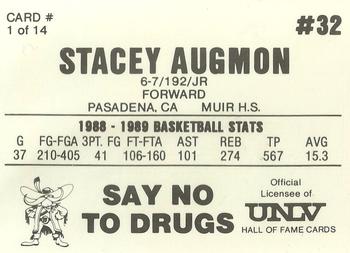 1989-90 Hall of Fame Cards UNLV Runnin' Rebels Police #1 Stacey Augmon Back