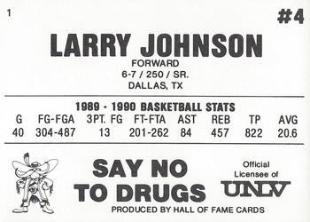 1990-91 Hall of Fame UNLV Runnin' Rebels Police #1 Larry Johnson Back