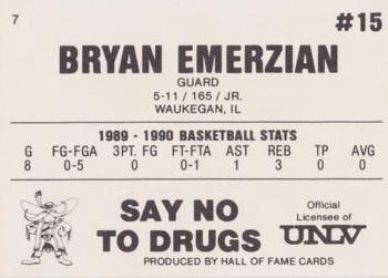 1990-91 Hall of Fame UNLV Runnin' Rebels Police #7 Bryan Emerzian Back