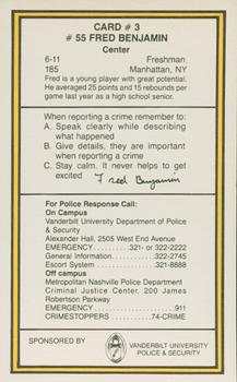 1987-88 Vanderbilt Commodores Police #3 Fred Benjamin Back