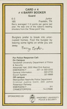 1987-88 Vanderbilt Commodores Police #4 Barry Booker Back