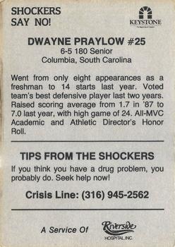 1988-89 Wichita State Shockers Police #NNO Dwayne Praylow Back