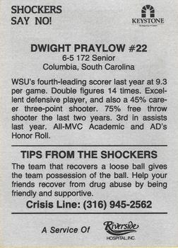 1988-89 Wichita State Shockers Police #NNO Dwight Praylow Back