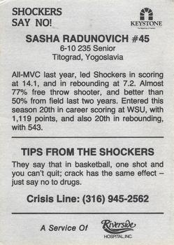 1988-89 Wichita State Shockers Police #NNO Sasha Radunovich Back