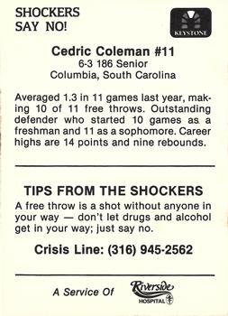 1987-88 Wichita State Shockers Police #NNO Cedric Coleman Back