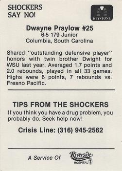 1987-88 Wichita State Shockers Police #NNO Dwayne Praylow Back