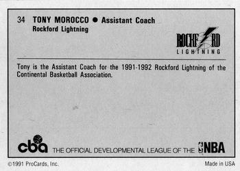 1991-92 ProCards CBA #34 Tony Morocco Back