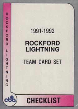 1991-92 ProCards CBA #35 Rockford Lightning Checklist Front