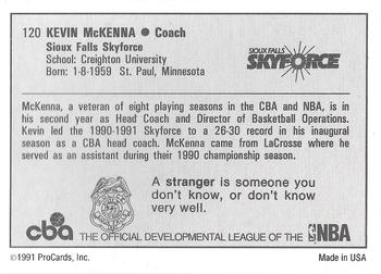 1991-92 ProCards CBA #120 Kevin McKenna Back