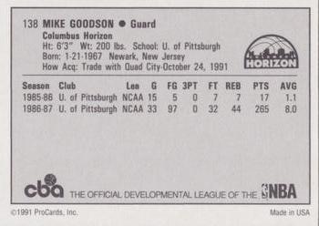1991-92 ProCards CBA #138 Mike Goodson Back
