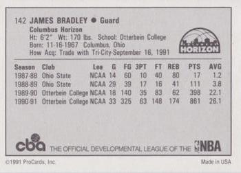 1991-92 ProCards CBA #142 James Bradley Back