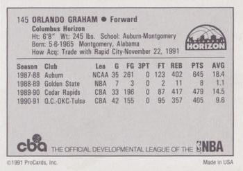 1991-92 ProCards CBA #145 Orlando Graham Back
