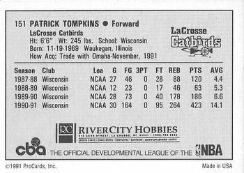 1991-92 ProCards CBA #151 Patrick Tompkins Back