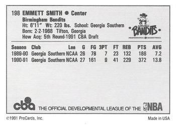 1991-92 ProCards CBA #198 Emmett Smith Back