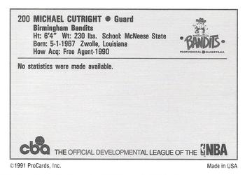 1991-92 ProCards CBA #200 Michael Cutright Back