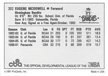 1991-92 ProCards CBA #202 Eugene McDowell Back