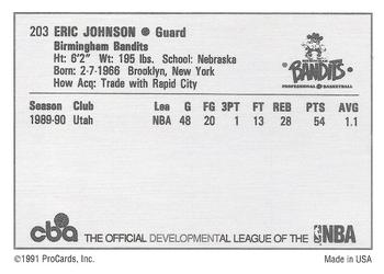 1991-92 ProCards CBA #203 Eric Johnson Back