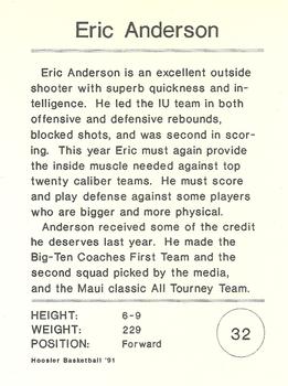 1991-92 Indiana Hoosier Magazine #NNO Eric Anderson Back