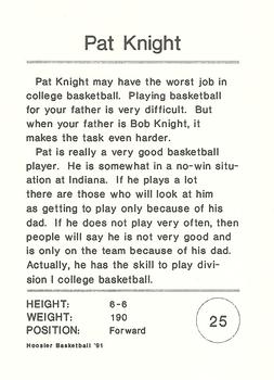 1991-92 Indiana Hoosier Magazine #NNO Pat Knight Back
