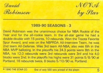 1990-91 Star Nova #5 David Robinson Back