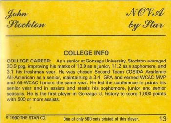 1990-91 Star Nova #13 John Stockton Back