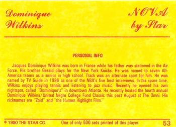 1990-91 Star Nova #53 Dominique Wilkins Back