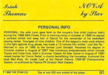 1990-91 Star Nova #80 Isiah Thomas Back