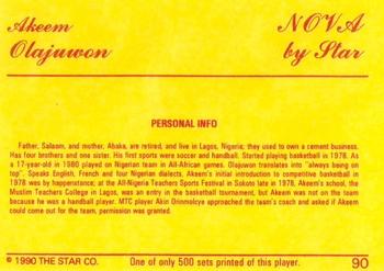 1990-91 Star Nova #90 Akeem Olajuwon Back