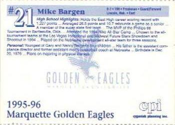 1995-96 Marquette Golden Eagles CPI #NNO Mike Bargen Back