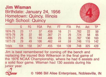 1986-87 Bank One Indiana Hoosiers All-Time Greats of IU Basketball (Series I) #4 Jim Wisman Back