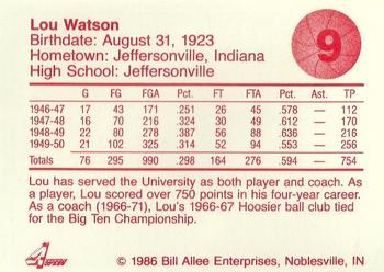 1986-87 Bank One Indiana Hoosiers All-Time Greats of IU Basketball (Series I) #9 Lou Watson Back