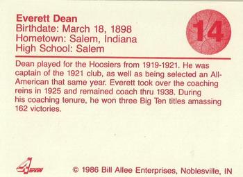 1986-87 Bank One Indiana Hoosiers All-Time Greats of IU Basketball (Series I) #14 Everett Dean Back