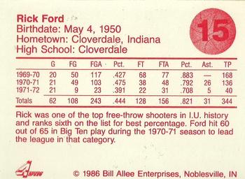 1986-87 Bank One Indiana Hoosiers All-Time Greats of IU Basketball (Series I) #15 Rick Ford Back