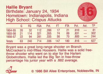 1986-87 Bank One Indiana Hoosiers All-Time Greats of IU Basketball (Series I) #16 Hallie Bryant Back