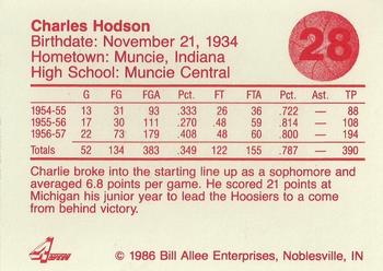 1986-87 Bank One Indiana Hoosiers All-Time Greats of IU Basketball (Series I) #28 Charles Hodson Back